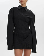 White Collar Button Down Mini Dress