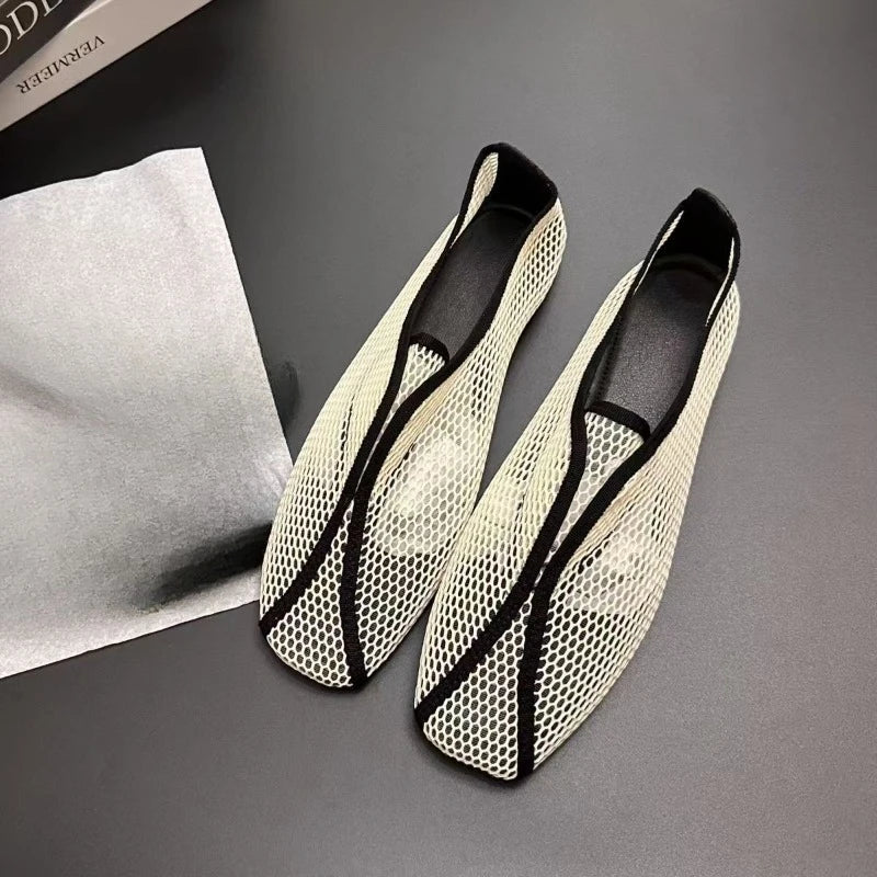 Mesh Square Toe Flats