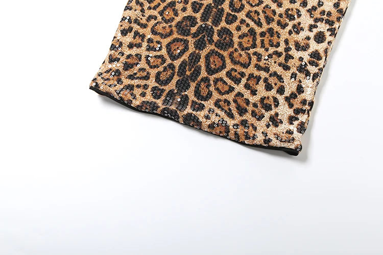 Leopard Sequin Midi Tube Dress