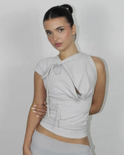 Blair Solid Lace Up Sexy T-shirt