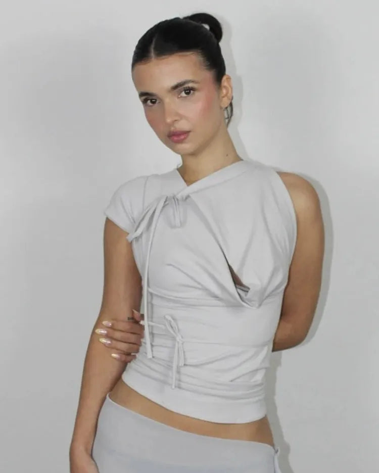 Blair Solid Lace Up Sexy T-shirt