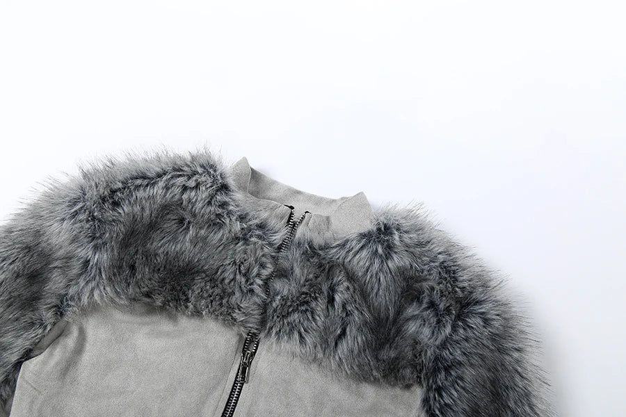 Grey Faux Fur Jacket
