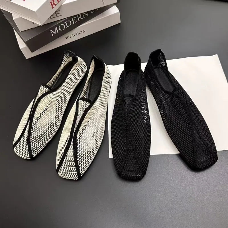 Mesh Square Toe Flats