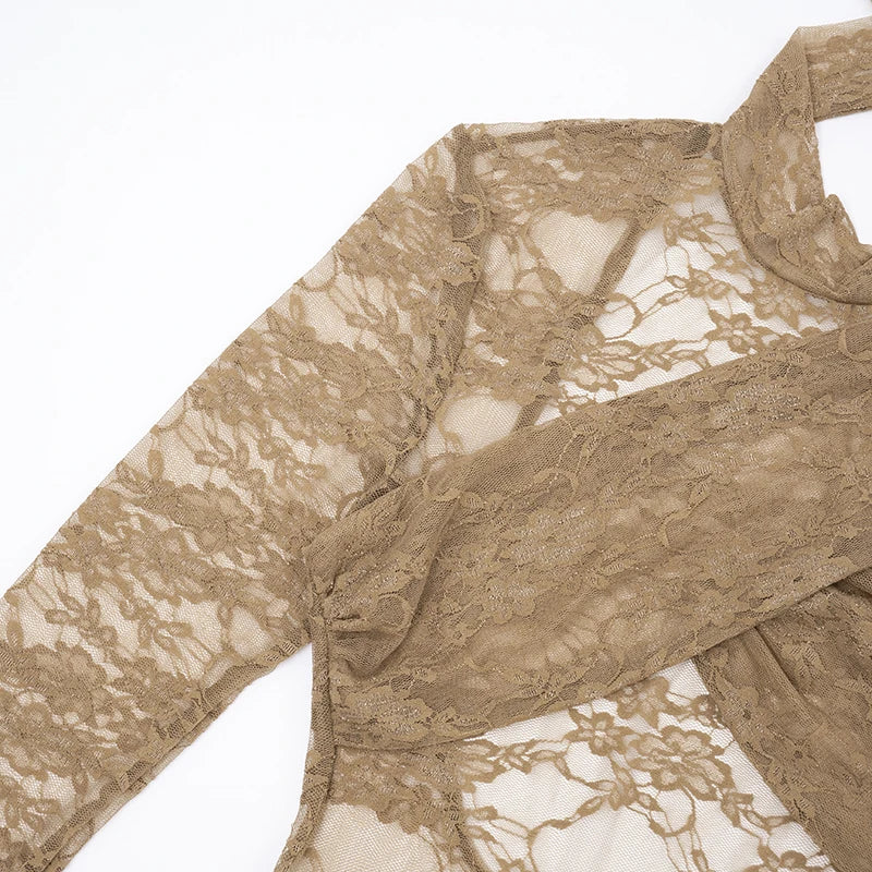 Barely There Lace Jumpsuit - Nude