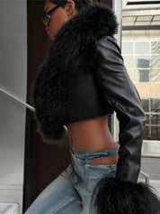 Furry Faux Leather Jacket
