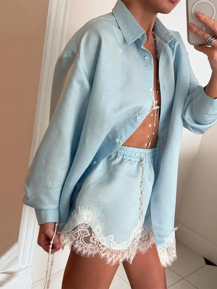Lace Embroidered Short Set