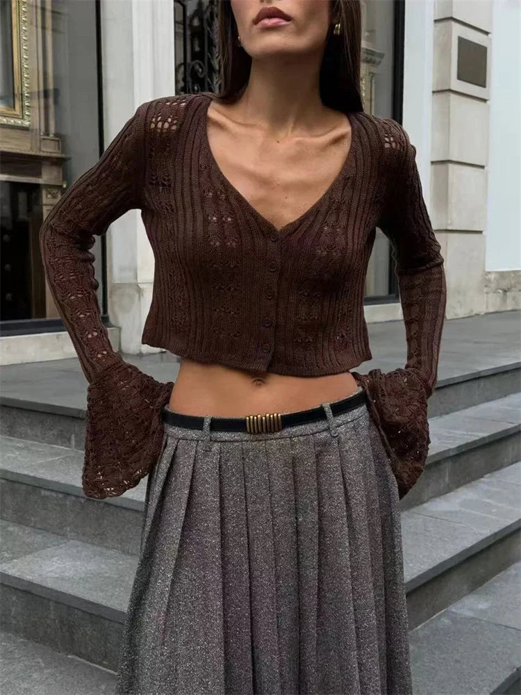 Bellz V-Neck Knit Crop Cardigan