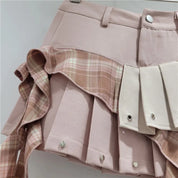 Plad Pleated Skirt