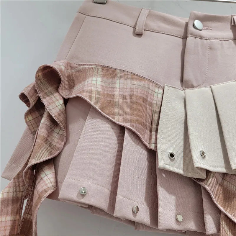 Plad Pleated Skirt