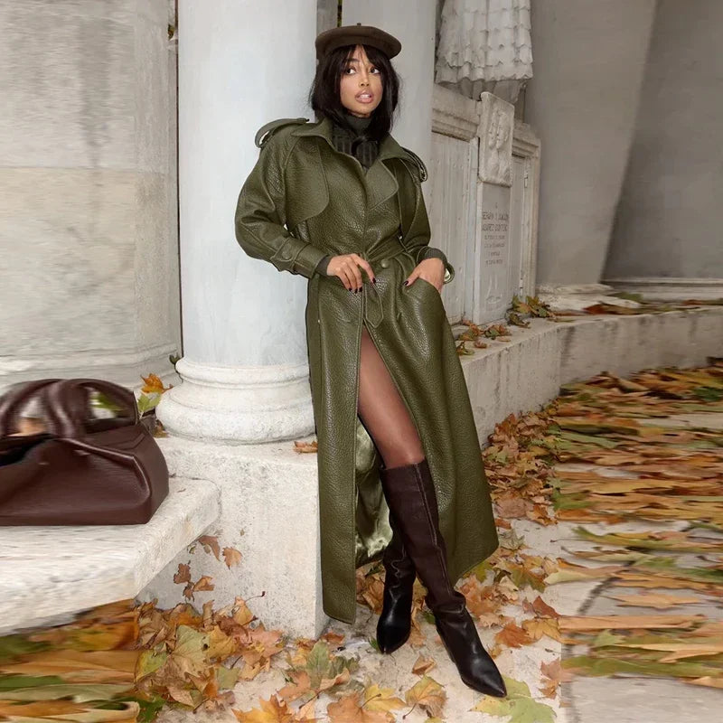Faux Leather Trench
