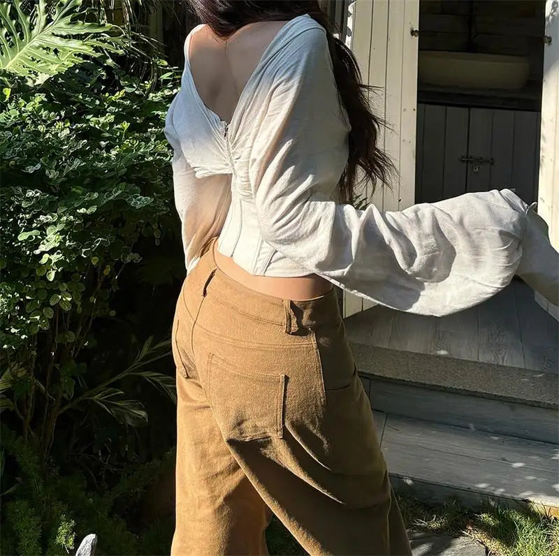 Khaki Off Shoulder Lace Up Corset