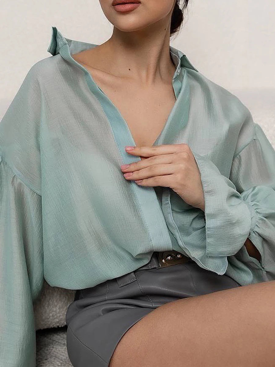 Sheer Summer Button Down Blouse