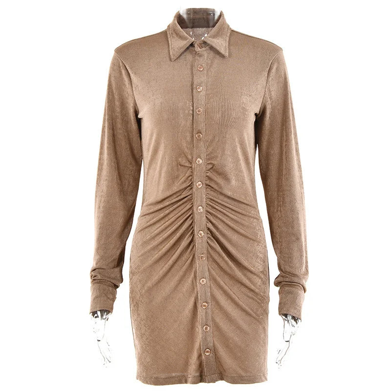 Ruched Button Down Dress