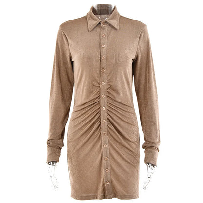 Ruched Button Down Dress