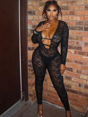 Lacey Deep V-neck Jumpsuit