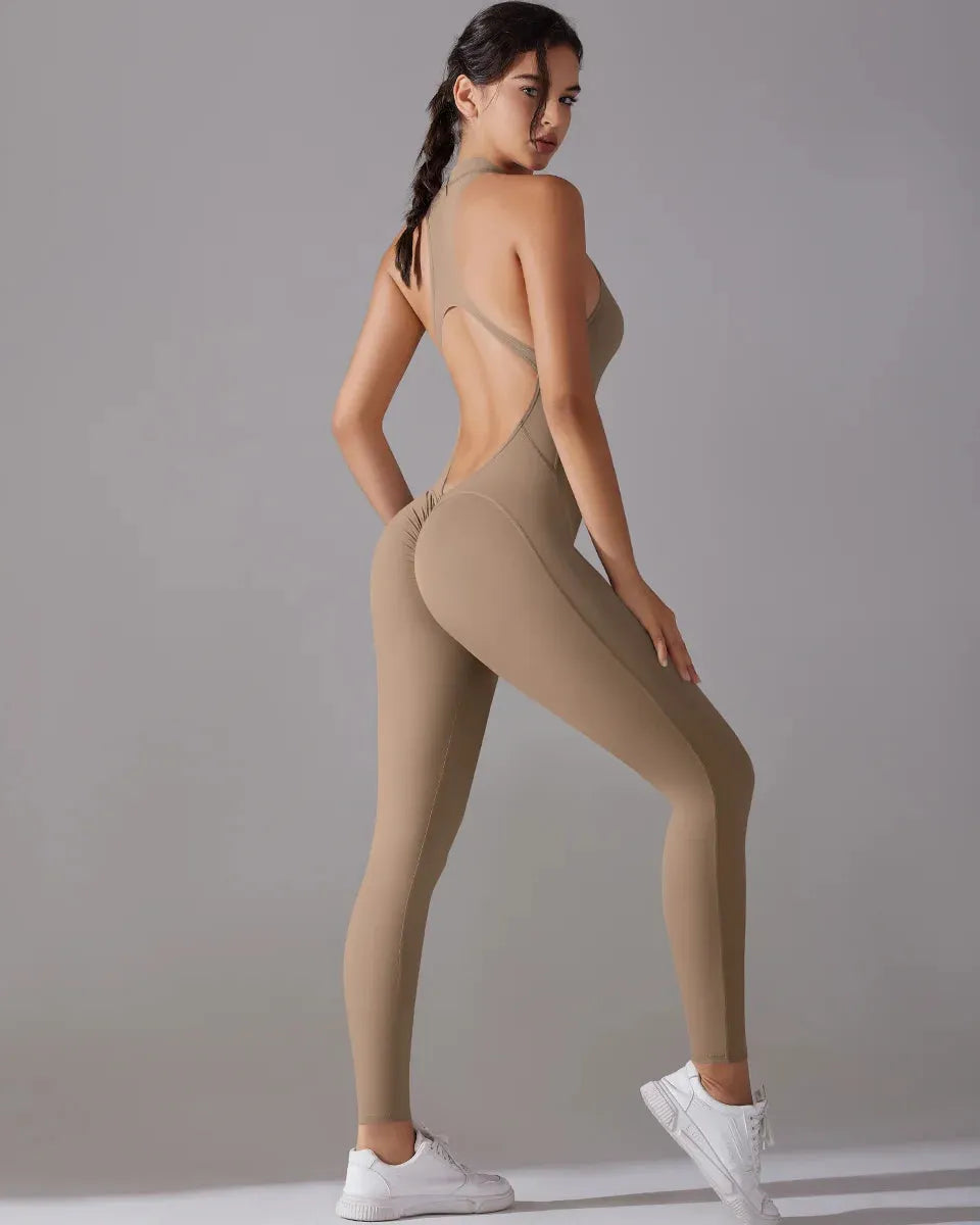 Racerback Zip Up Jumpsuit