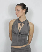 Blair Solid Lace Up Sexy T-shirt