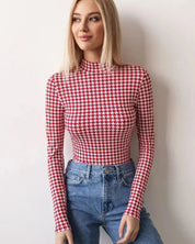 Red Houndstooth Bodysuit