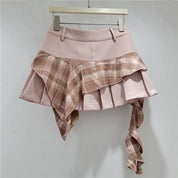 Plad Pleated Skirt