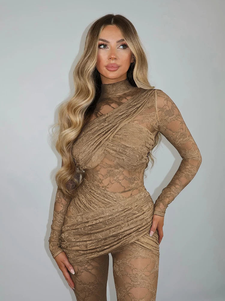 Barely There Lace Jumpsuit - Nude