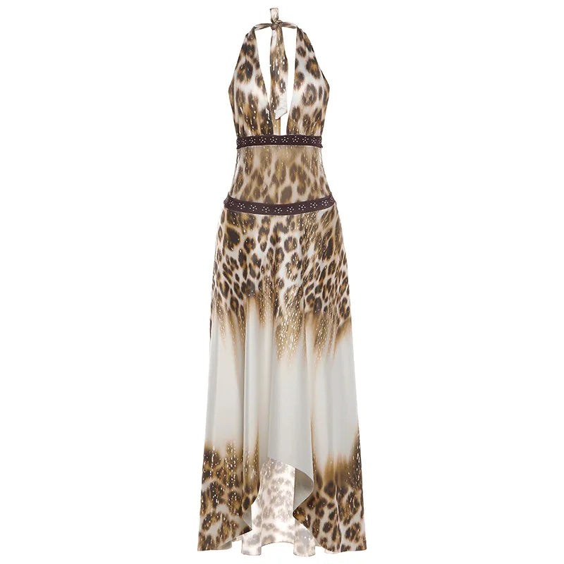 Leopard Tie Dye Halter Dress