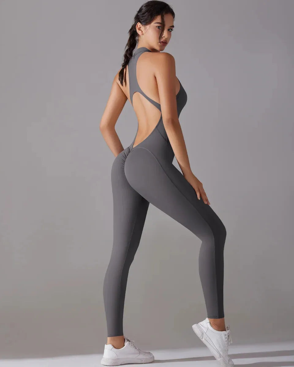 Racerback Zip Up Jumpsuit