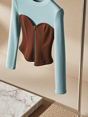 Coffee Zip Up Top