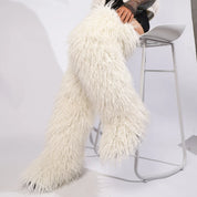 Mongolian Fur Thigh High Boots