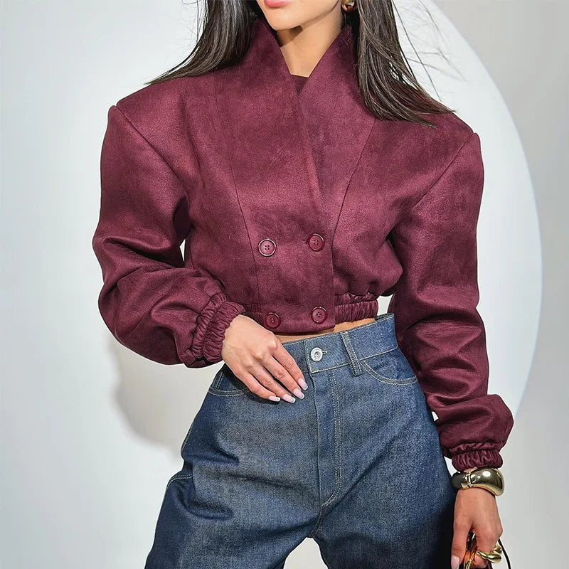 Wine Cropped Jacket