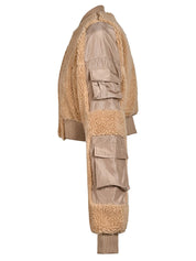 Caramel Cropped Cargo Jacket