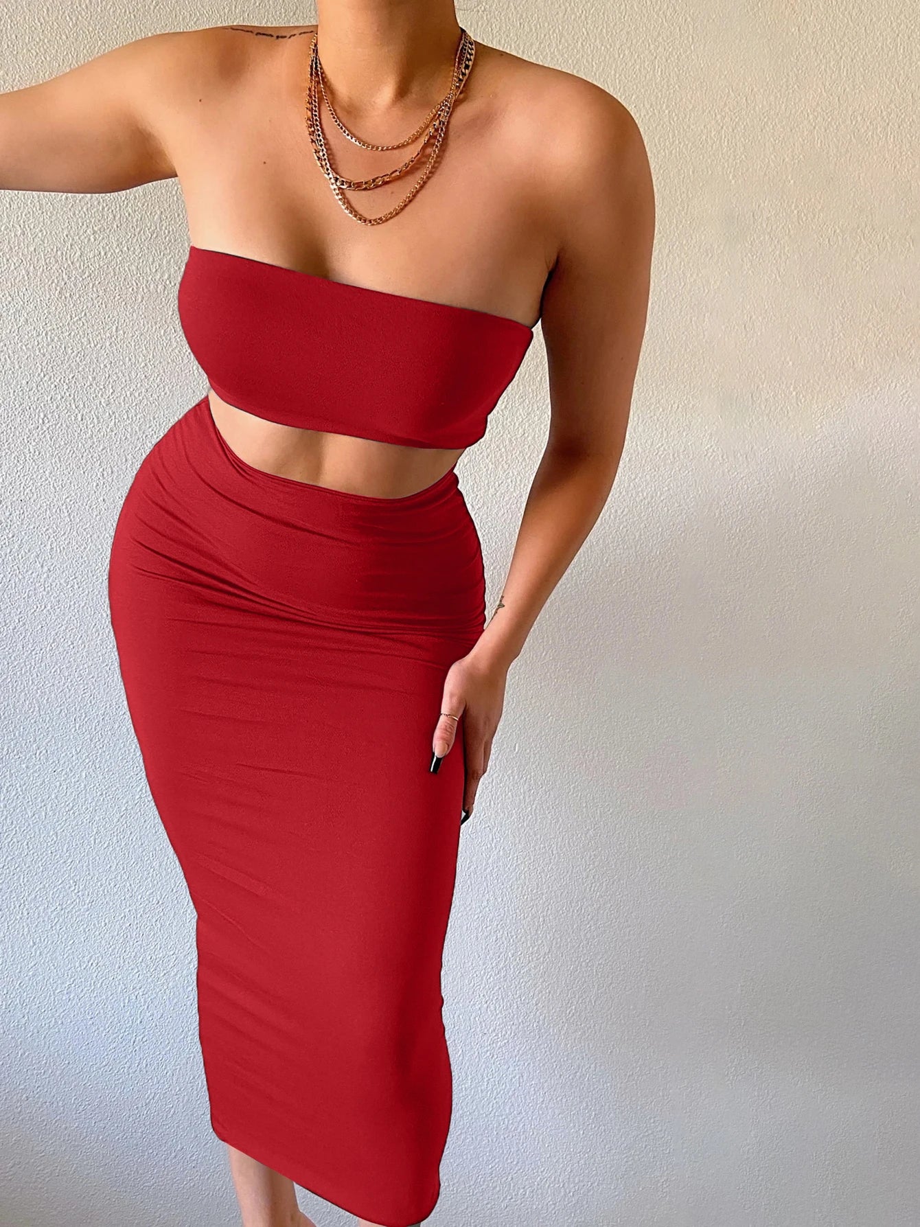 Tube Top Midi Skirt Set