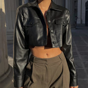 Faux Leather Crop Jacket