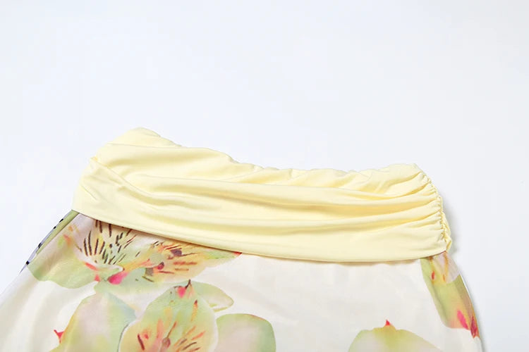 Butter Yellow Floral Mini Skirt Set