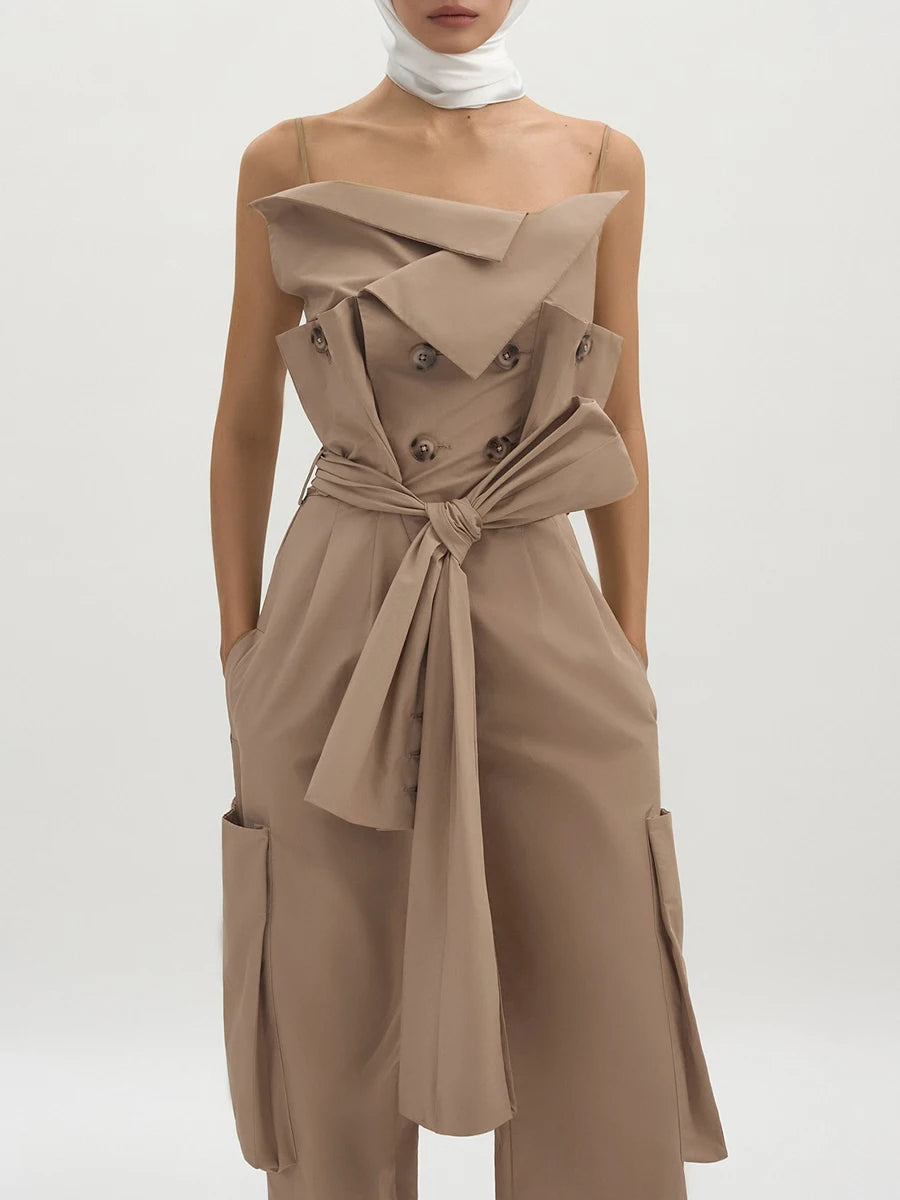 Khaki Trench Jumpsuit