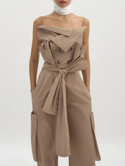 Khaki Trench Jumpsuit