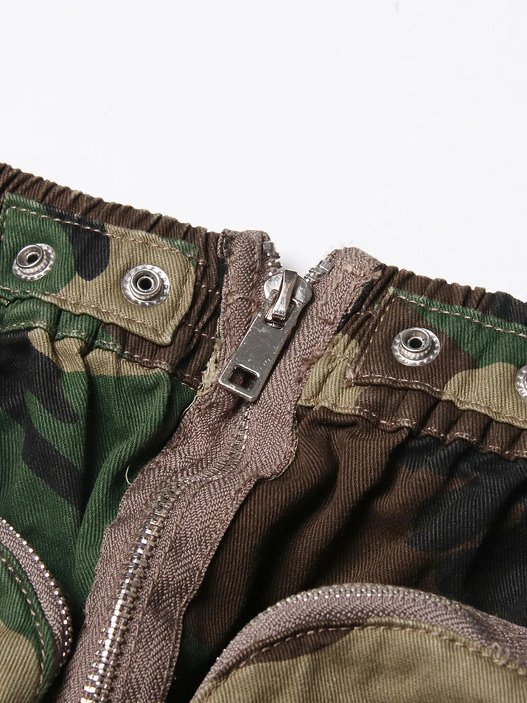 Zip Up Cargo Midi Skirt