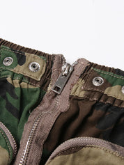 Zip Up Cargo Midi Skirt
