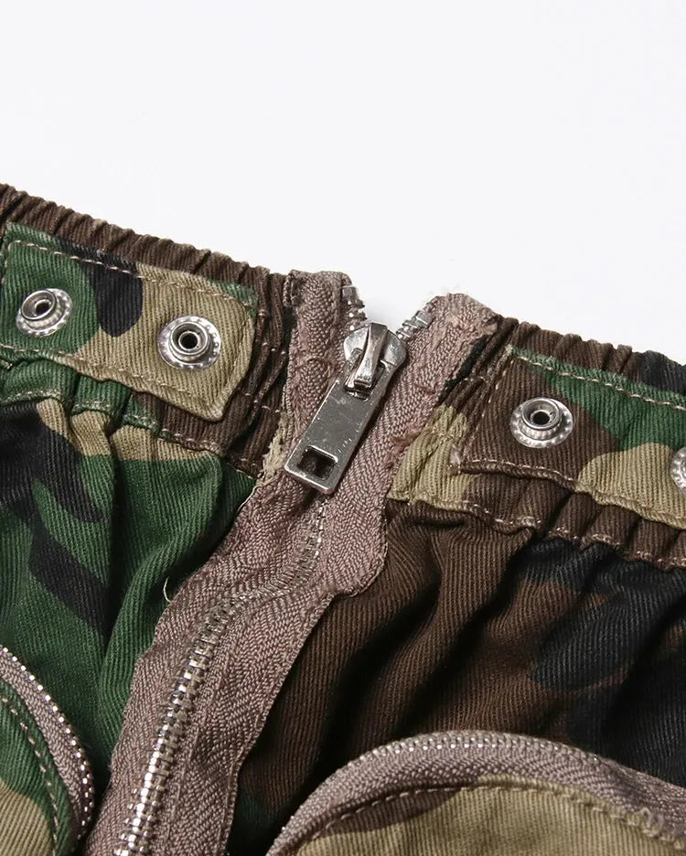 Zip Up Cargo Midi Skirt