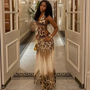 Leopard Tie Dye Halter Dress