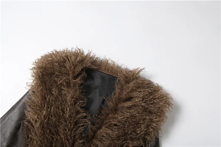 Furry Faux Leather Jacket