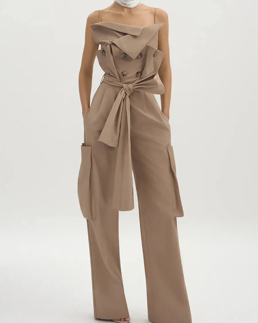 Khaki Trench Jumpsuit