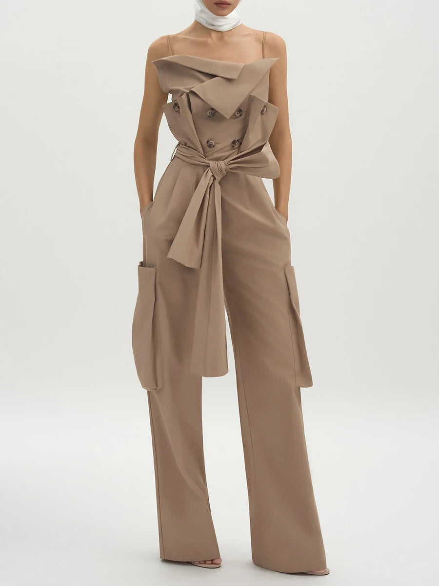 Khaki Trench Jumpsuit