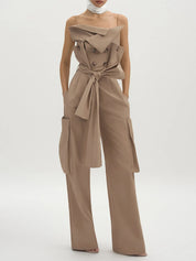 Khaki Trench Jumpsuit
