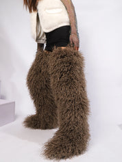 Mongolian Fur Thigh High Boots