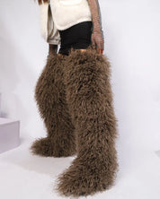 Mongolian Fur Thigh High Boots
