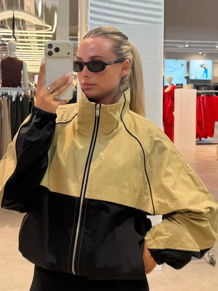 Retro Color Block Windbreaker Jacket