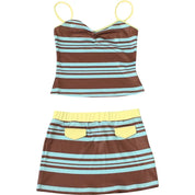 Vintage Striped Skirt Set