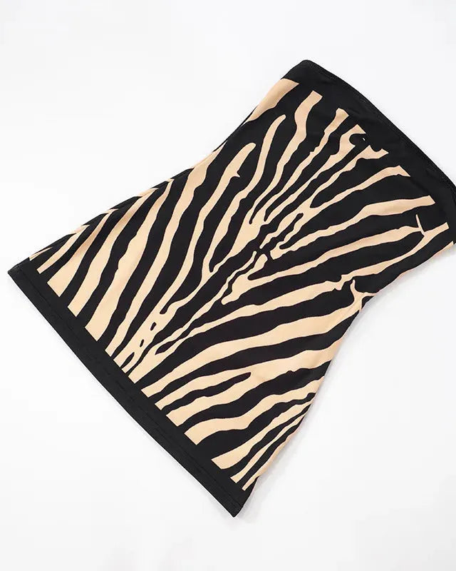 Zebra Striped Tube Dress