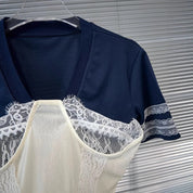 Navy Lace Corset Top