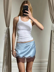 Lace Embroidered Mini Skirt